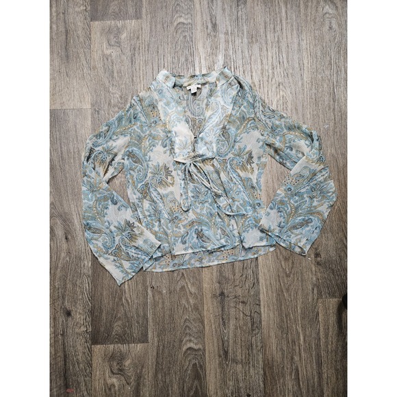 Boho Front Tie Blouse by American Rag – Lightweight Summer Style Size Medium - Picture 1 of 6